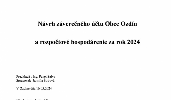 1. fotografia fotogalérie Návrh - Záverečný účet obce za rok 2024 - foto