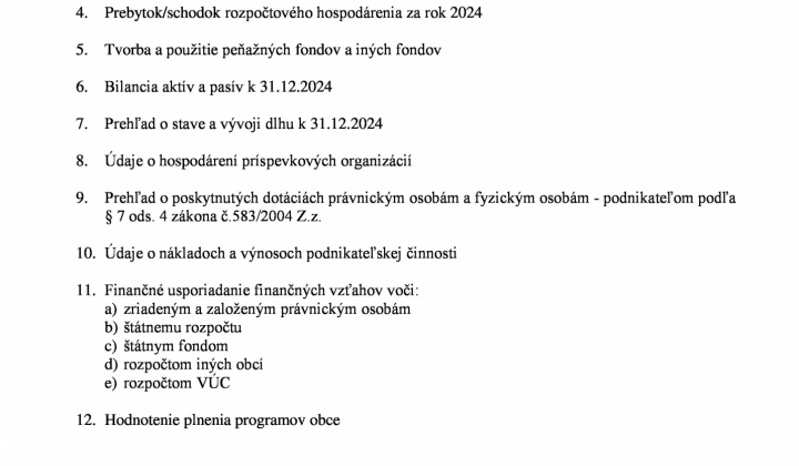 2. fotografia fotogalérie Návrh - Záverečný účet obce za rok 2024 - foto
