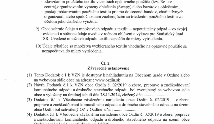 2. fotografia fotogalérie Schválený dodatok č.1 k VZN č. 02/2019 - Zber textilu - foto