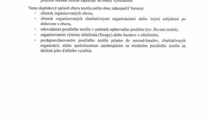 4. fotografia fotogalérie Návrh - Dodatok č. 1 k VZN - zber textilu - foto