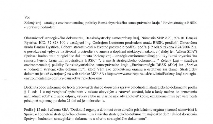 1. fotografia fotogalérie Envirostratégia BBSK - Správa o hodnotení - foto