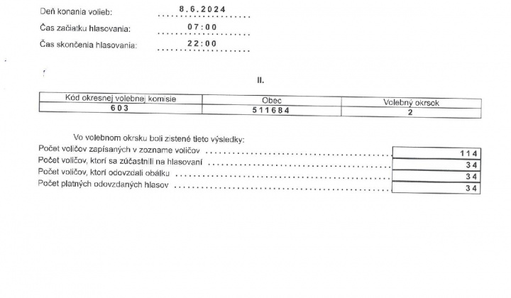 1. fotografia fotogalérie Zápisnica Voľby do EP 2024 okr. č. 2 - foto