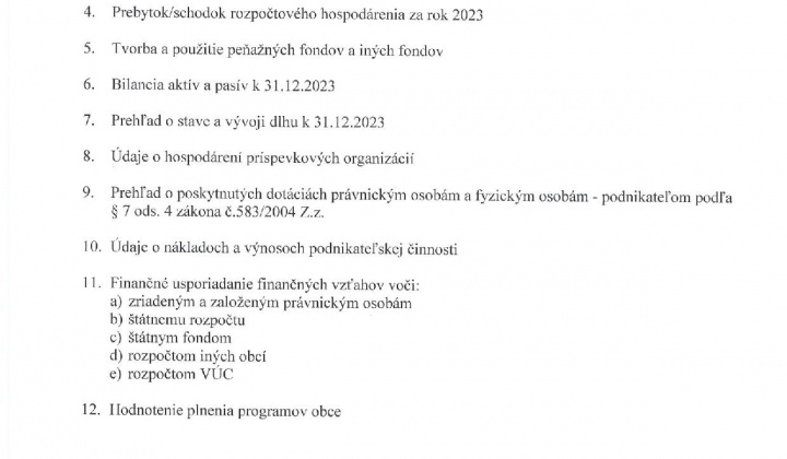 2. fotografia fotogalérie Návrh záverečného účtu Obce Ozdín a rozpočtové hospodárenie za rok 2023 - foto