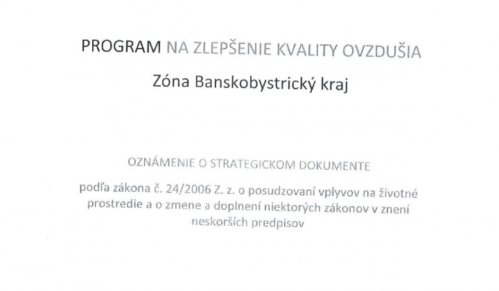 1. fotografia fotogalérie Program na zlepšenie kvality ovzdušia - Oznámenie o strategickom dokumente - foto