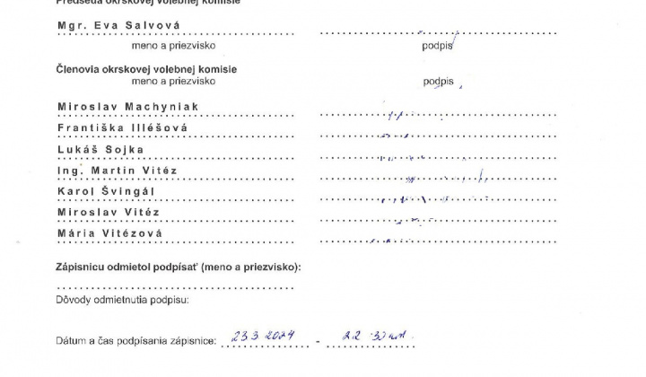 3. fotografia fotogalérie Zápisnica OVK Voľby prezidenta SR 2024 I.kolo, okr. č. 2 - foto