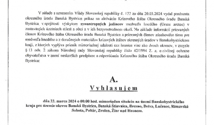 2. fotografia fotogalérie Mimoriadna situácia v spojitosti výskytom synantropných jedincov medveďa hnedého - foto