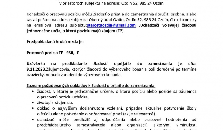 1. fotografia fotogalérie Oznam o VK  na TSP TP - foto