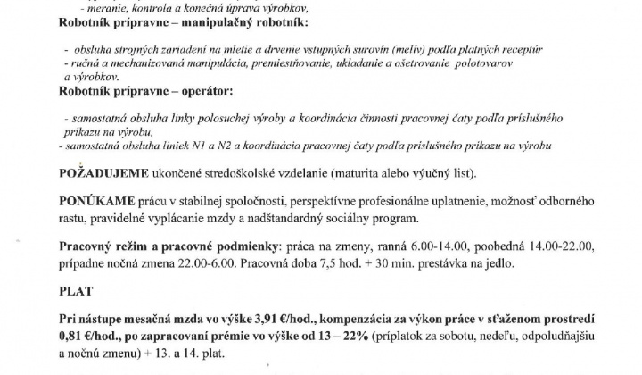 1. fotografia fotogalérie Ponuka zamestnania v Žiaromat a.s. Kalinovo - foto