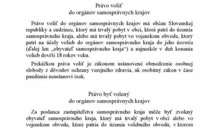 1. fotografia fotogalérie Informácia o podmienkach práva voliť a práva byť volený do orgánov samosprávnych krajov - foto