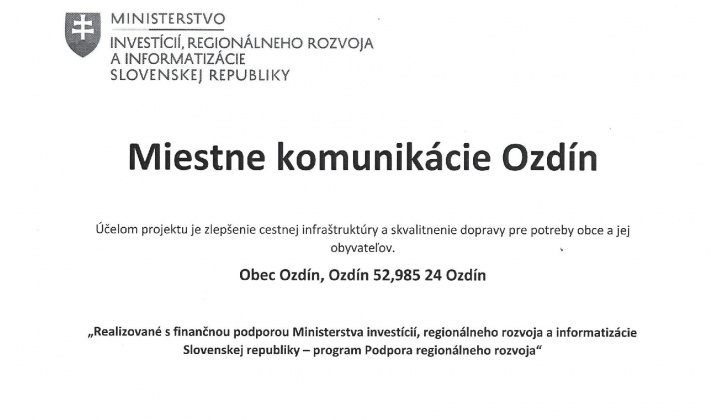 1. fotografia fotogalérie Miestne komunikácie Ozdín - foto