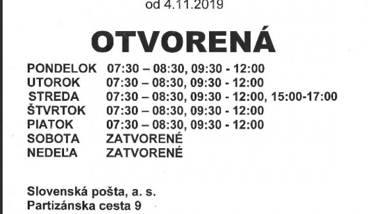 1. fotografia fotogalérie Pošta Uhorské - hodiny pre verejnosť - foto