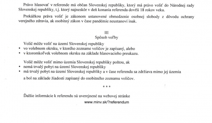 1. fotografia fotogalérie R E F E R E N D U M  Informácia o podmienkach práva hlasovať v referende