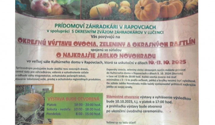 1. fotografia fotogalérie Pozvánka okrasná výstava ovocia a zeleniny a okrasných rastlín