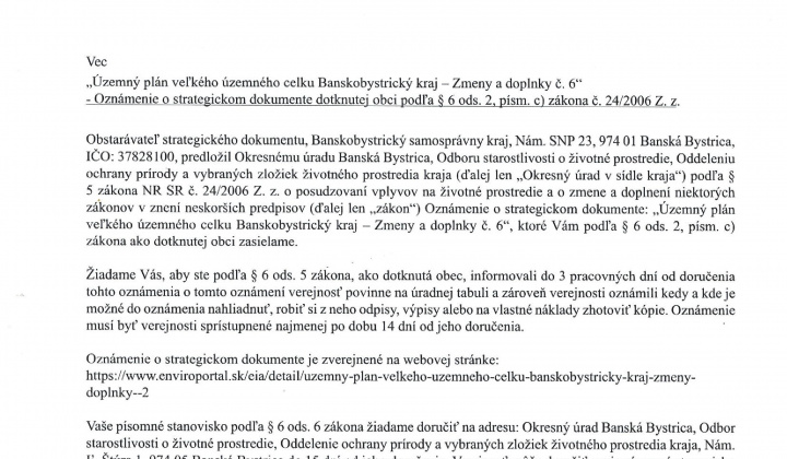 1. fotografia fotogalérie Územný plán veľkého územného celku Banskobystrický kraj - Zmeny a doplnky č. 6