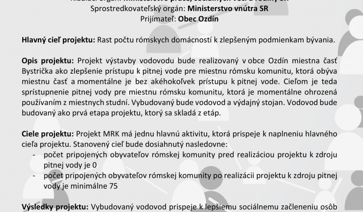 1. fotografia fotogalérie Vodovod Ozdín MRK