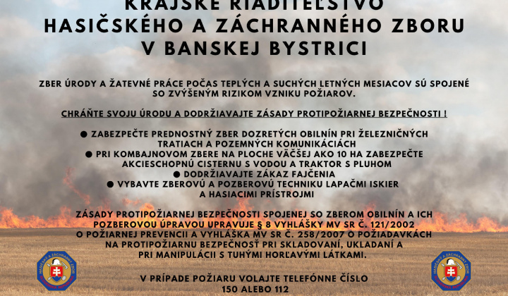 4. fotografia fotogalérie Zber úrody a žatevné práce - prijatie preventívnych opatrení na zníženie požiarovosti
